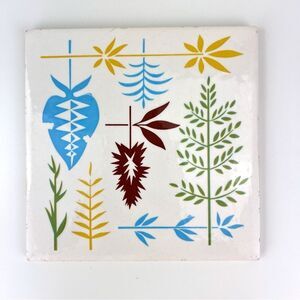 Vintage Mid Century Ceramic Hanging  Tile Soriano Tile Trivet Hotplate Wall Art
